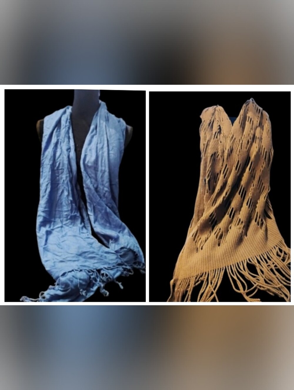 Both Lightweight One Blue Fringe And One Brown Cut Out With Fringe (NWOT)